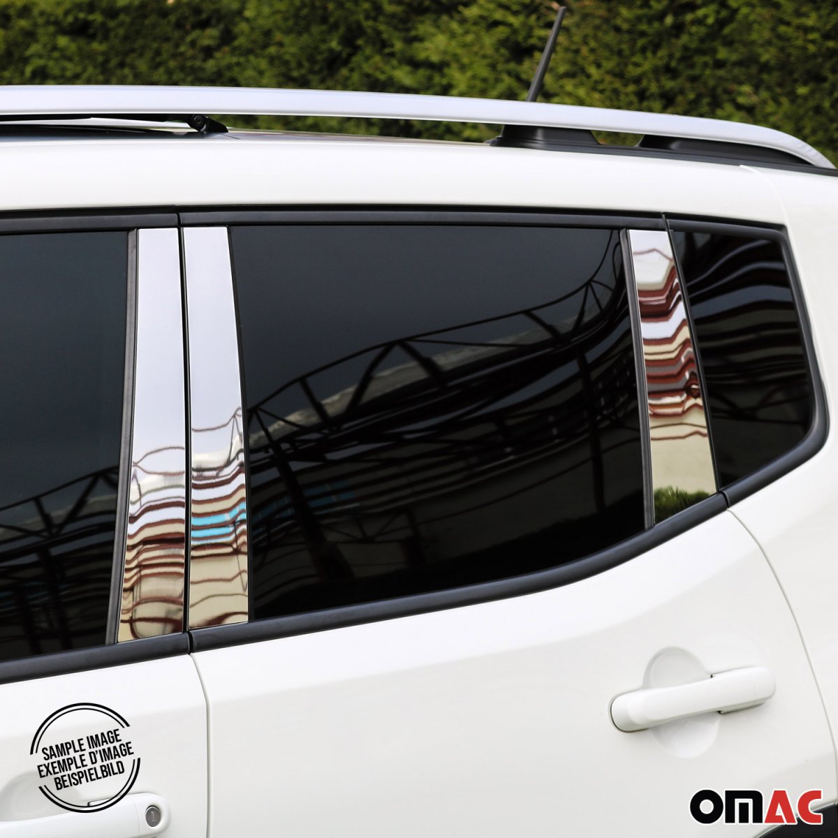 Mercedes C Class Pillar Trims - Omac - S.Steel - Gloss Silver - 2015-2021